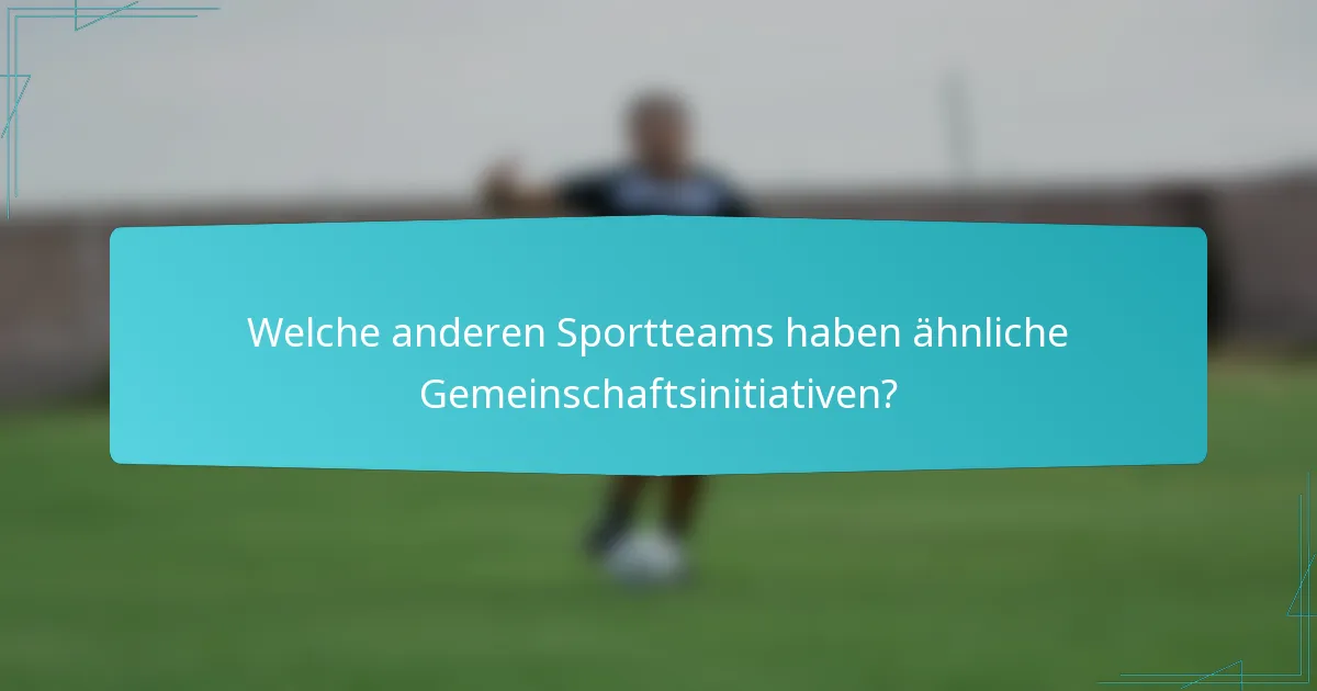 Welche anderen Sportteams haben ähnliche Gemeinschaftsinitiativen?