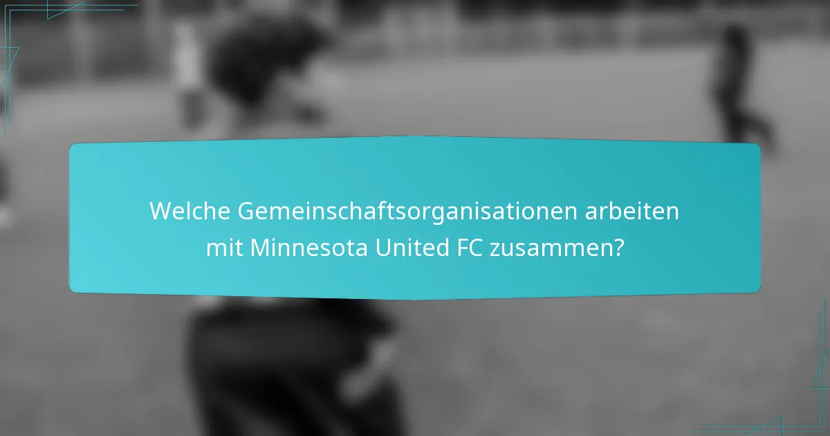 Welche Gemeinschaftsorganisationen arbeiten mit Minnesota United FC zusammen?